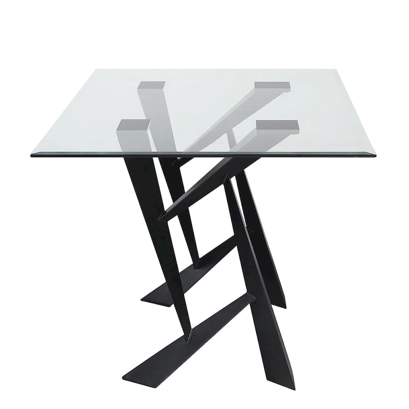 Table de salle à manger moderne Zygard de Furniture of America, plateau en verre noir, 58 pouces