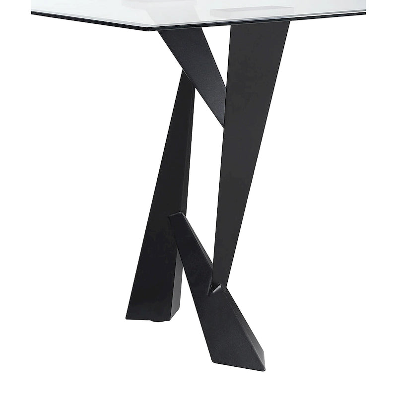 Table de salle à manger moderne Zygard de Furniture of America, plateau en verre noir, 58 pouces