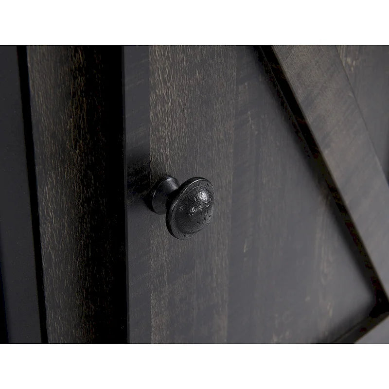 Meuble TV rustique en bois foncé avec cheminée