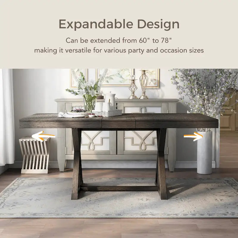 Table à manger extensible en bois Valjean Rustic Grey 78 po de Carbon Loft
