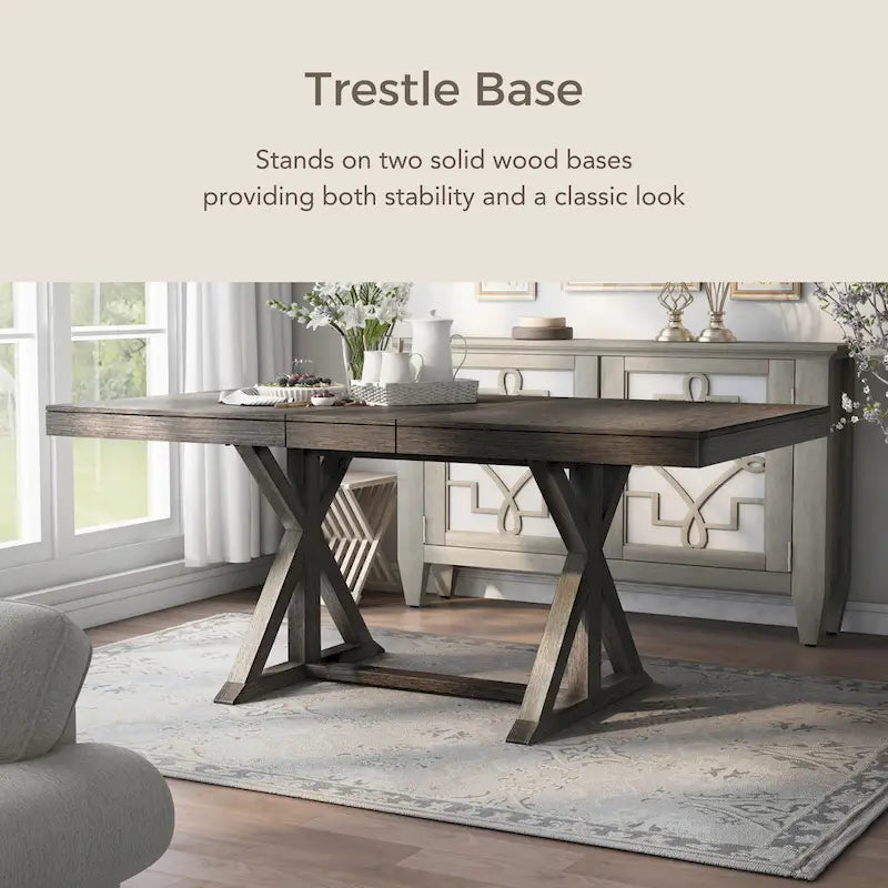 Table à manger extensible en bois Valjean Rustic Grey 78 po de Carbon Loft