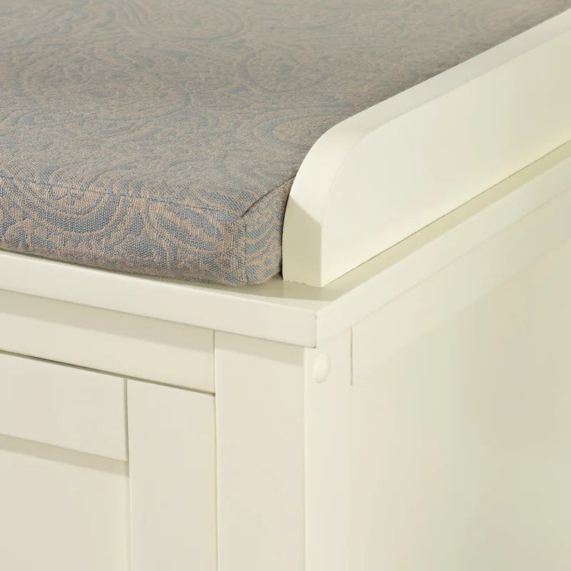 Banc de rangement capitonné en métal et bois Lakeville