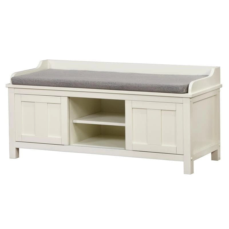 Banc de rangement capitonné en métal et bois Lakeville