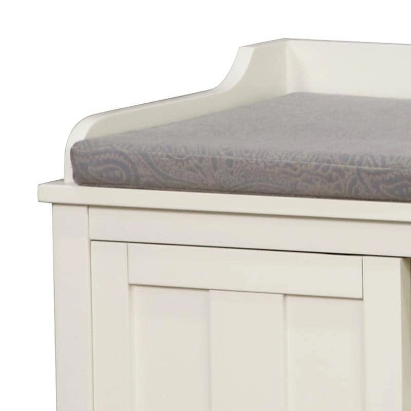 Banc de rangement capitonné en métal et bois Lakeville