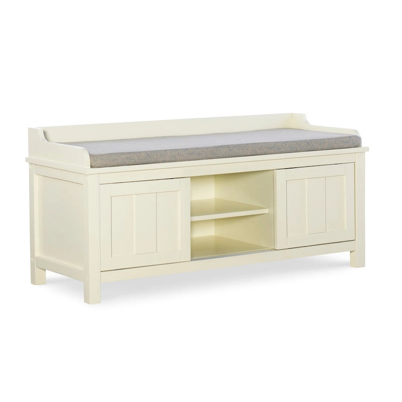 Banc de rangement capitonné en métal et bois Lakeville