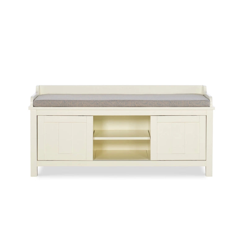 Banc de rangement capitonné en métal et bois Lakeville