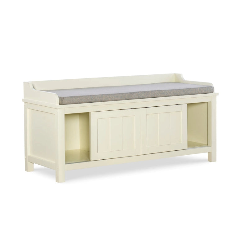 Banc de rangement capitonné en métal et bois Lakeville