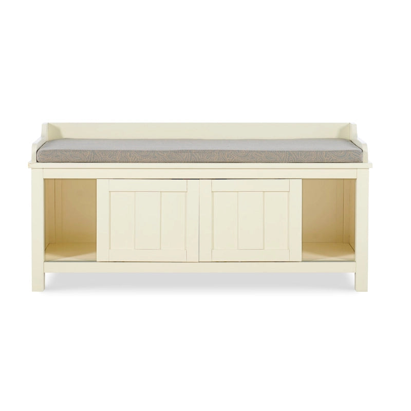 Banc de rangement capitonné en métal et bois Lakeville