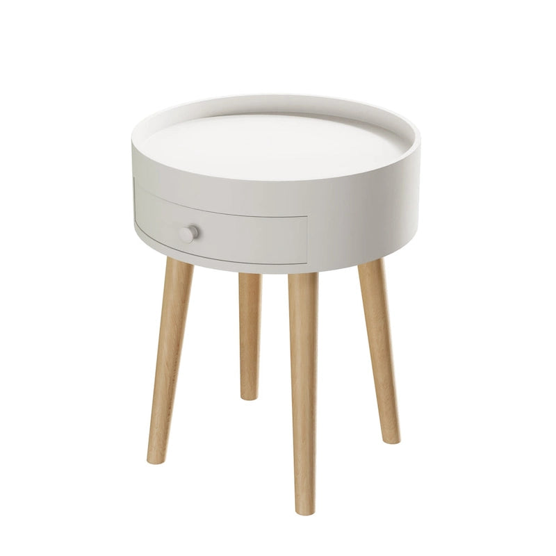 Round Storage Drawer Bedside Table Side Table Sofa End Coffee Table Furniture Living Room, Bedroom, Small Space