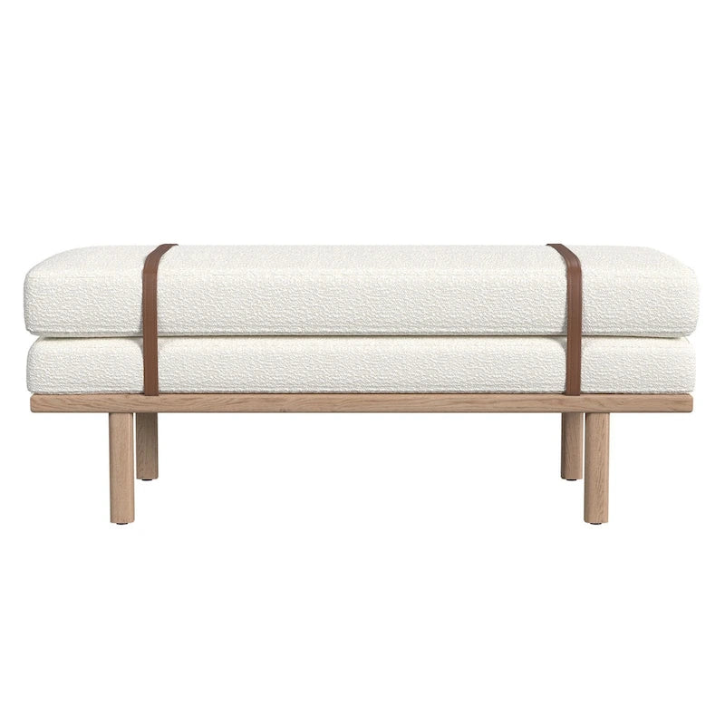 Banc rembourré HomePop avec piètement en bois