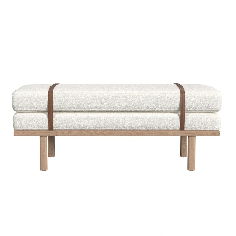 Banc rembourré HomePop avec piètement en bois