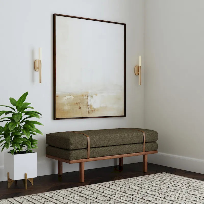 Banc rembourré HomePop avec piètement en bois