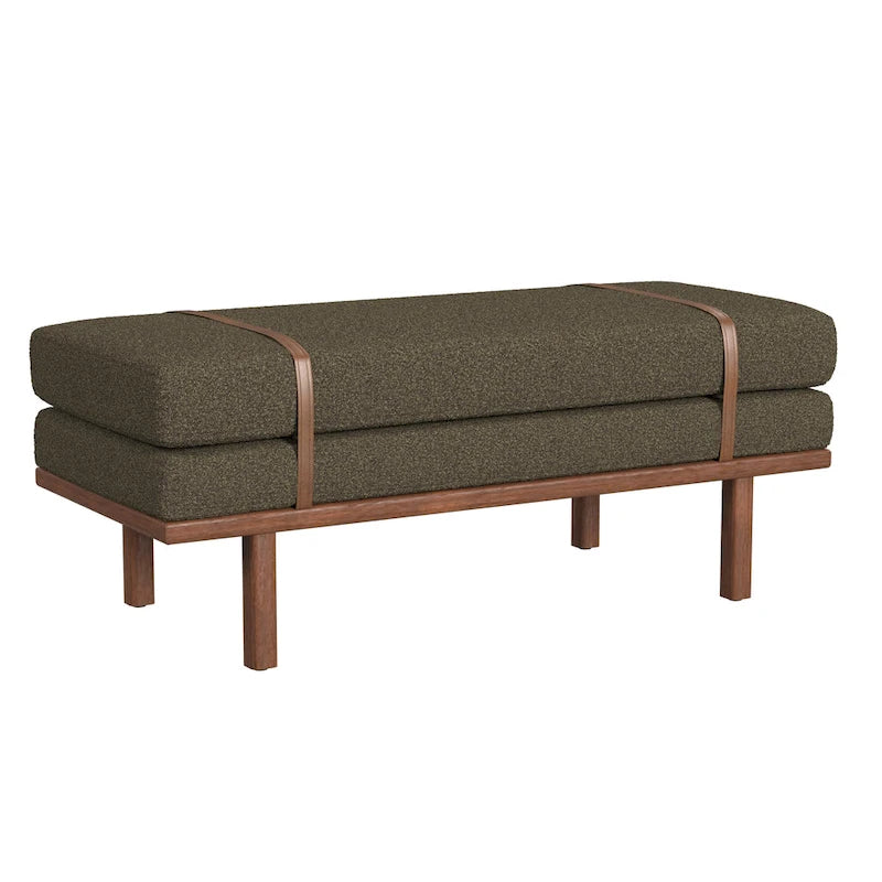 Banc rembourré HomePop avec piètement en bois