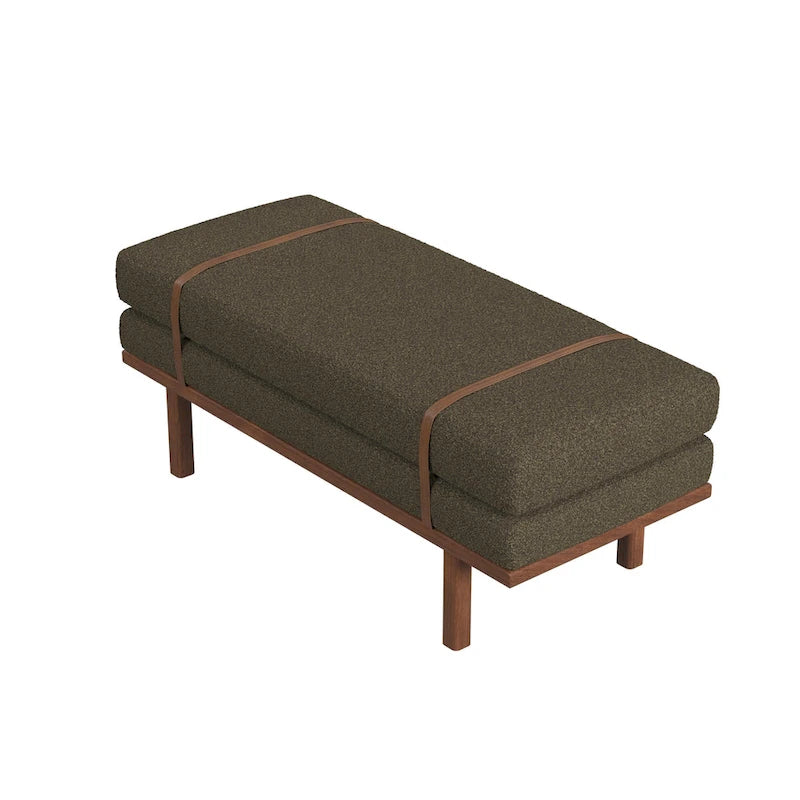 Banc rembourré HomePop avec piètement en bois