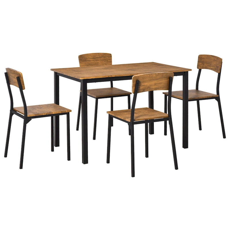 HOMCOM Ensemble table et 4 chaises de salle à manger, design industriel moderne, pour petits espaces, cuisine, salle à manger