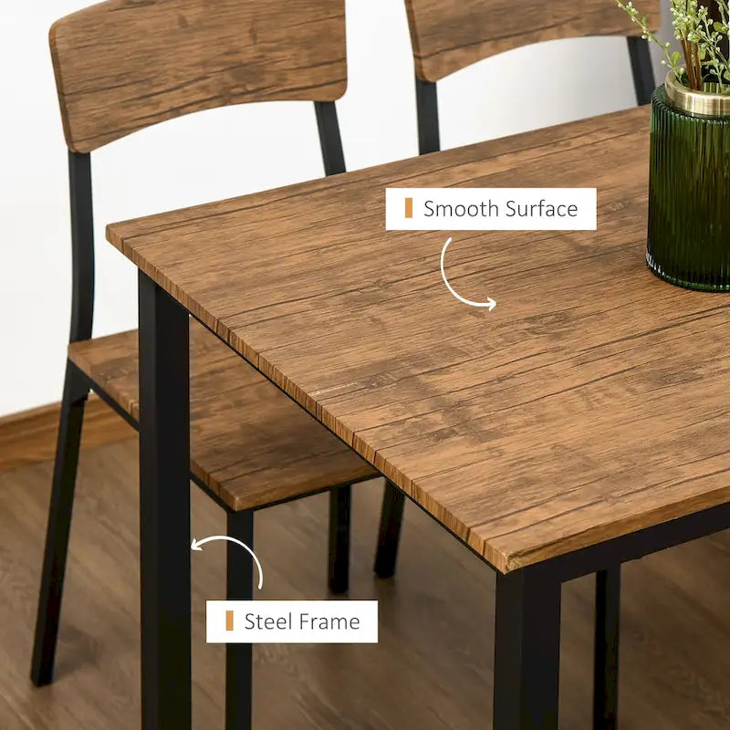 HOMCOM Ensemble table et 4 chaises de salle à manger, design industriel moderne, pour petits espaces, cuisine, salle à manger