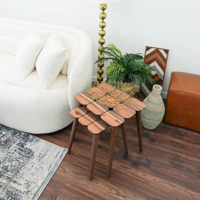 Tables gigognes Porto Mid-Century en noyer (Lot de 3)