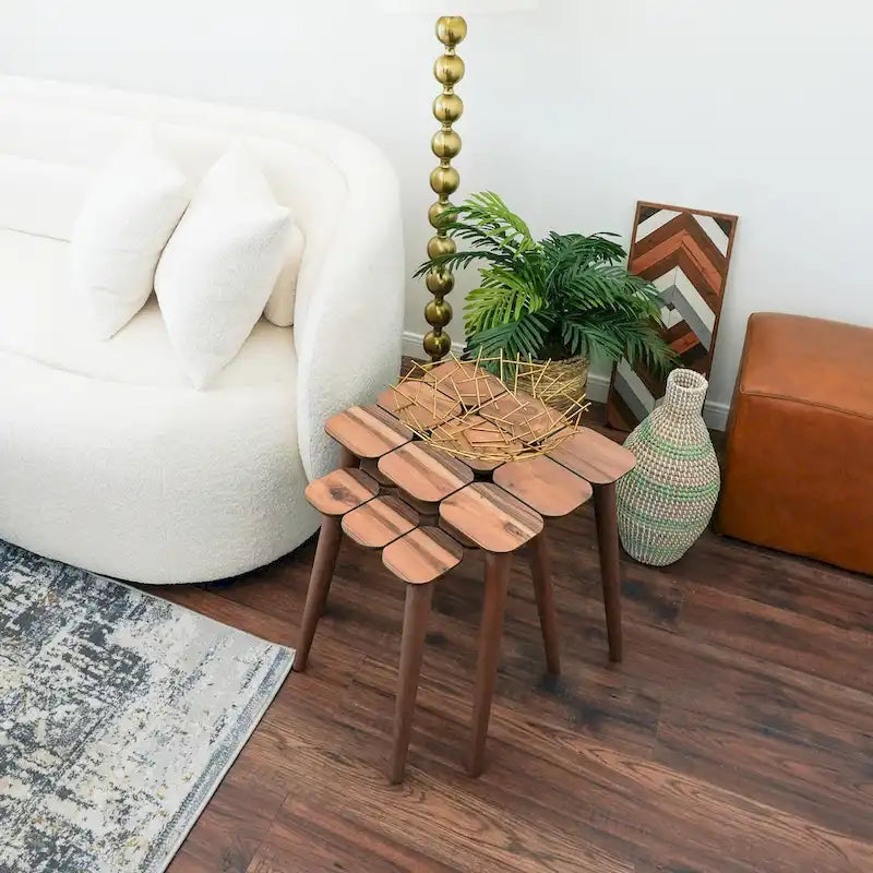 Tables gigognes Porto Mid-Century en noyer (Lot de 3)