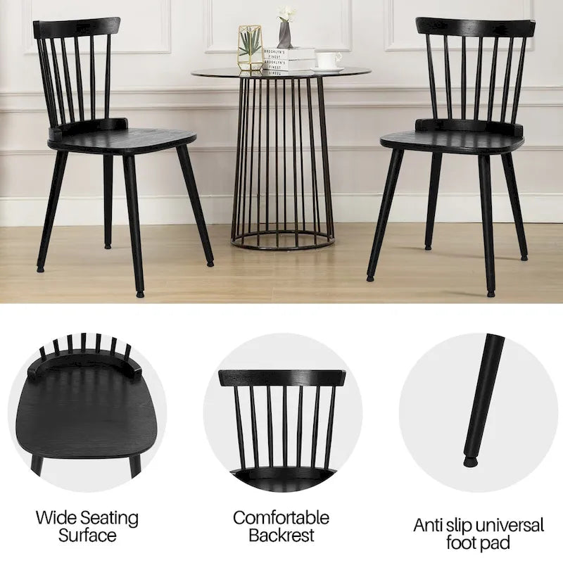 Chaises de salle à manger Windsor de ferme avec dossier à barreaux - 33,3H x 17,4W x 19,7P
