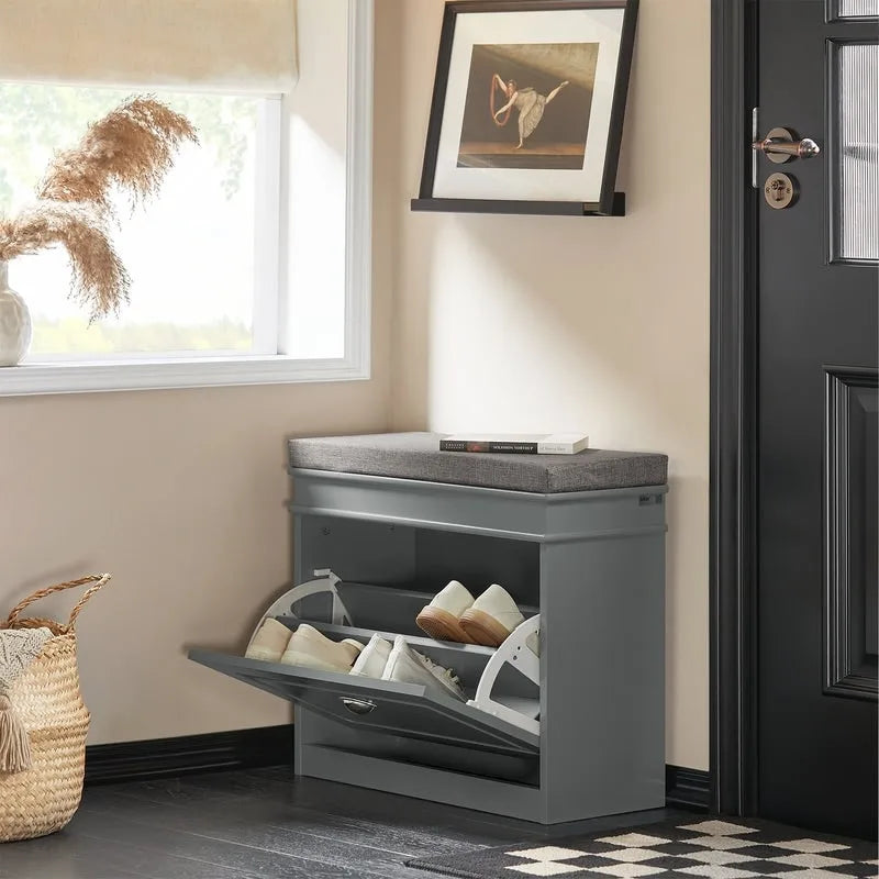 SoBuy FSR82-L-W, Meuble de Rangement pour Chaussures avec Tiroir Basculant, Banc d'entrée