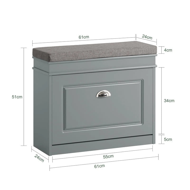 SoBuy FSR82-L-W, Meuble de Rangement pour Chaussures avec Tiroir Basculant, Banc d'entrée