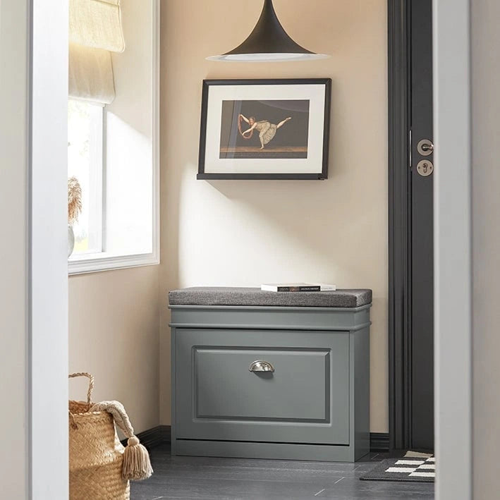 SoBuy FSR82-L-W, Meuble de Rangement pour Chaussures avec Tiroir Basculant, Banc d'entrée