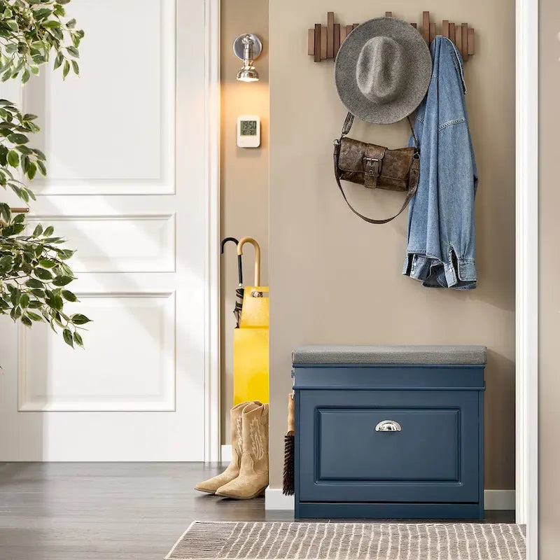 SoBuy FSR82-L-W, Meuble de Rangement pour Chaussures avec Tiroir Basculant, Banc d'entrée