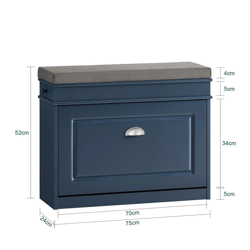 SoBuy FSR82-L-W, Meuble de Rangement pour Chaussures avec Tiroir Basculant, Banc d'entrée