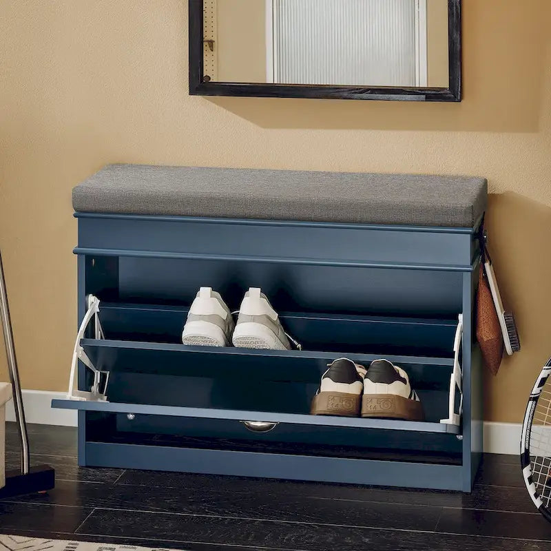 SoBuy FSR82-L-W, Meuble de Rangement pour Chaussures avec Tiroir Basculant, Banc d'entrée
