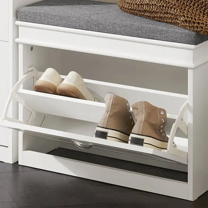 SoBuy FSR82-L-W, Meuble de Rangement pour Chaussures avec Tiroir Basculant, Banc d'entrée