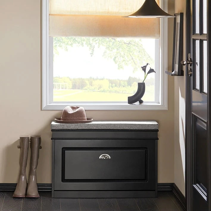 SoBuy FSR82-L-W, Meuble de Rangement pour Chaussures avec Tiroir Basculant, Banc d'entrée