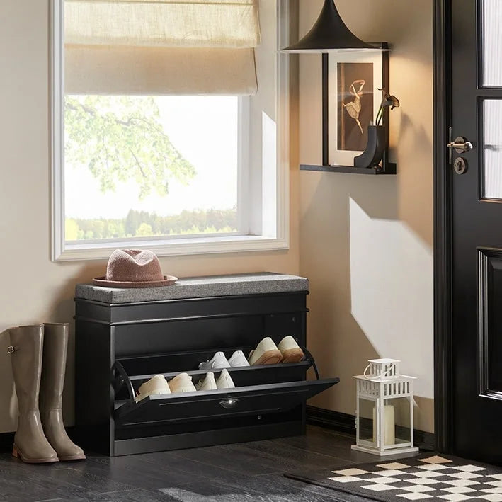 SoBuy FSR82-L-W, Meuble de Rangement pour Chaussures avec Tiroir Basculant, Banc d'entrée
