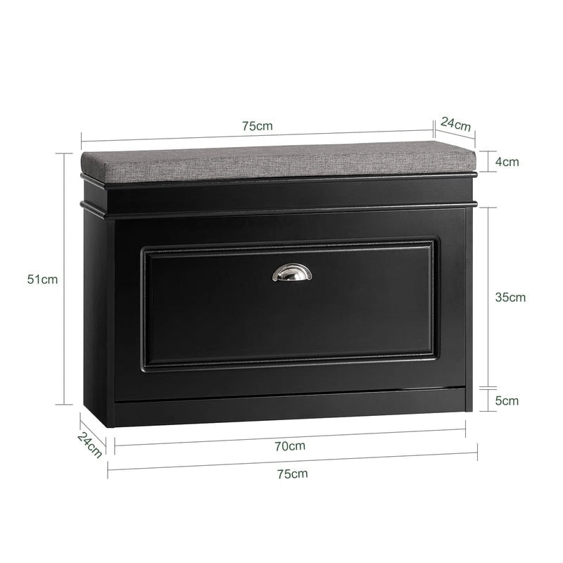 SoBuy FSR82-L-W, Meuble de Rangement pour Chaussures avec Tiroir Basculant, Banc d'entrée