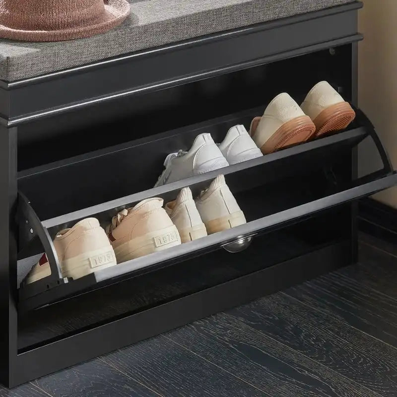 SoBuy FSR82-L-W, Meuble de Rangement pour Chaussures avec Tiroir Basculant, Banc d'entrée