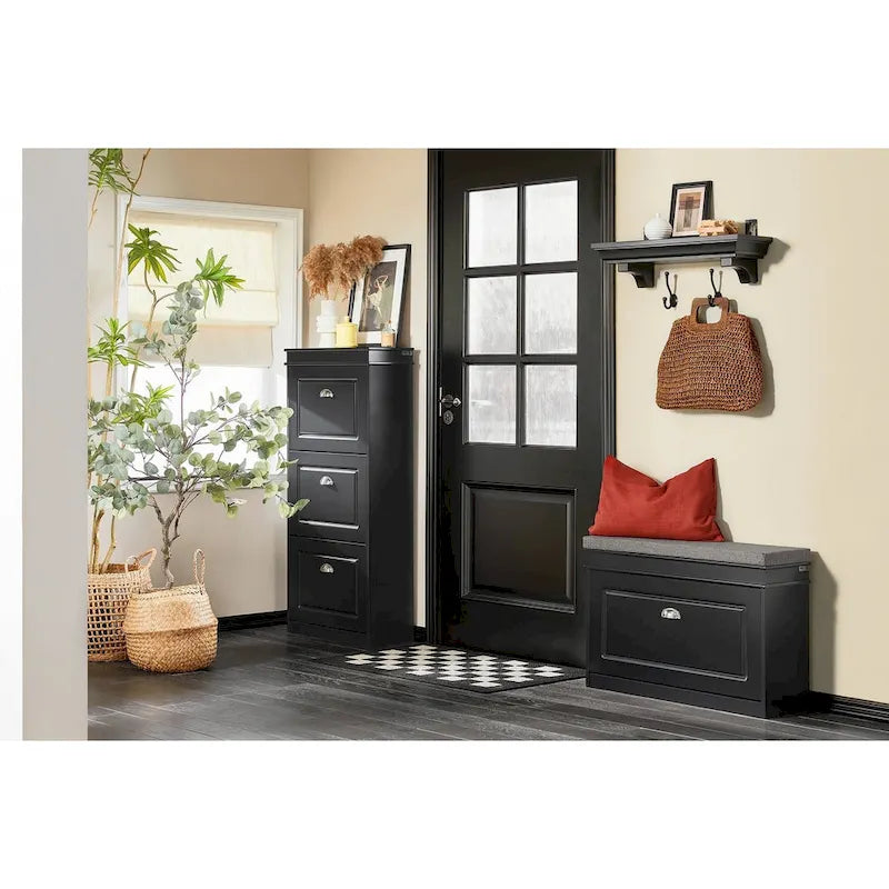SoBuy FSR82-L-W, Meuble de Rangement pour Chaussures avec Tiroir Basculant, Banc d'entrée