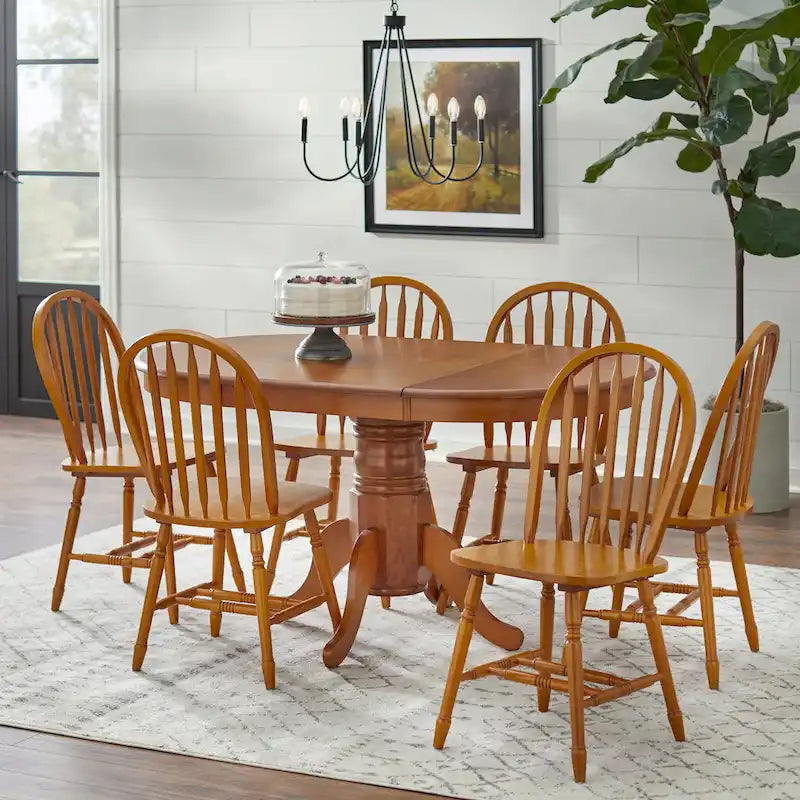 Ensemble de salle à manger en bois massif 7 pièces style ferme Carolina Simple Living avec rallonge