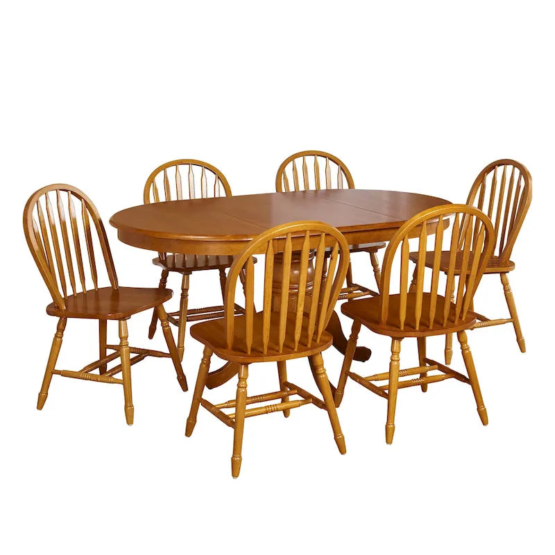Ensemble de salle à manger en bois massif 7 pièces style ferme Carolina Simple Living avec rallonge