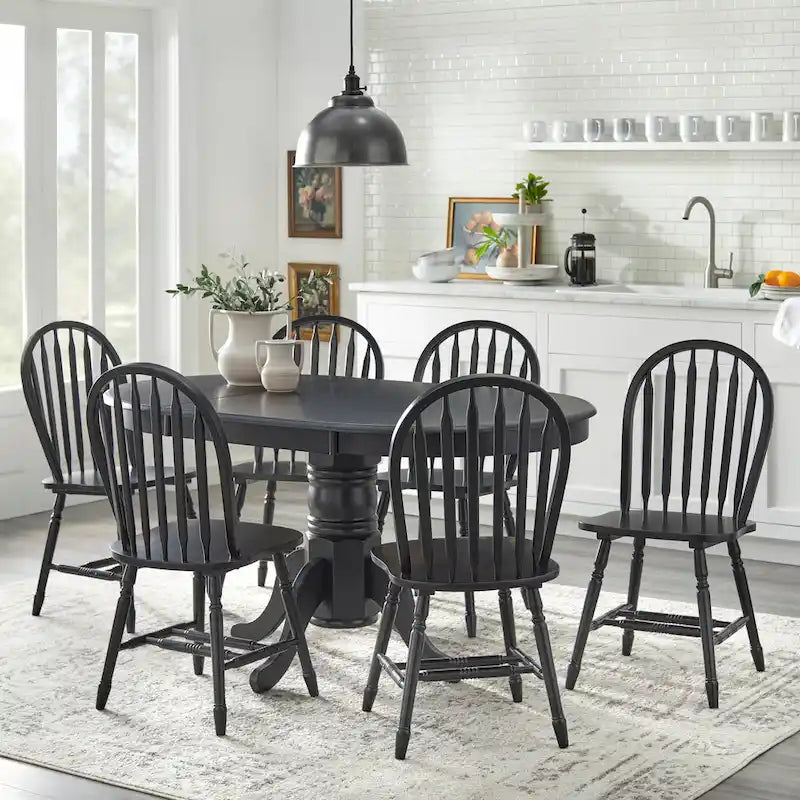 Ensemble de salle à manger en bois massif 7 pièces style ferme Carolina Simple Living avec rallonge