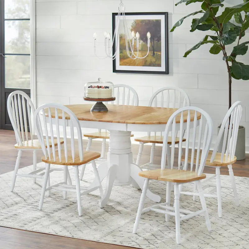 Ensemble de salle à manger en bois massif 7 pièces style ferme Carolina Simple Living avec rallonge