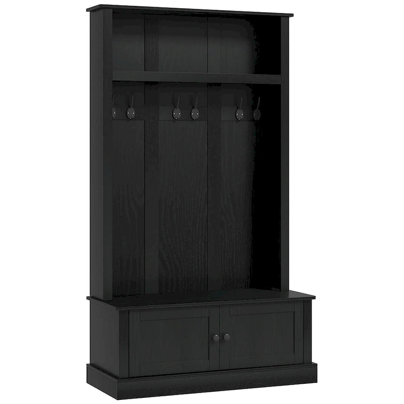 HOMCOM Portemanteau d'entrée autoportant avec banc, armoire à chaussures et étagère supérieure