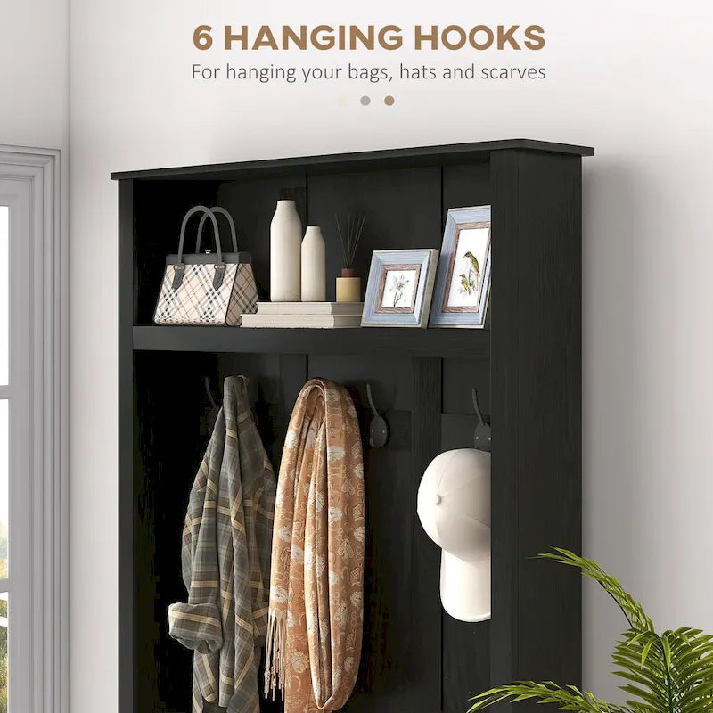 HOMCOM Portemanteau d'entrée autoportant avec banc, armoire à chaussures et étagère supérieure