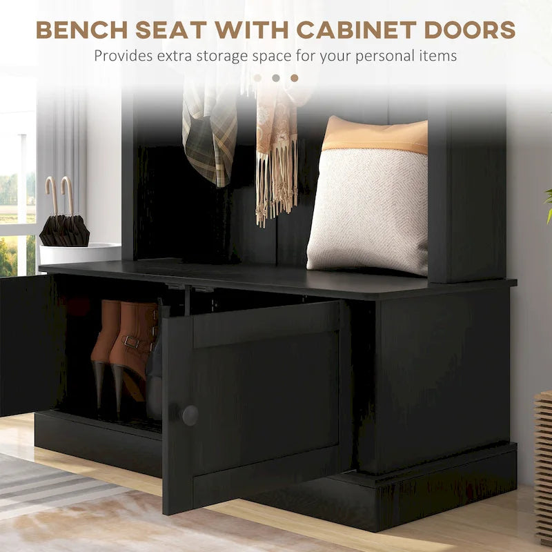 HOMCOM Portemanteau d'entrée autoportant avec banc, armoire à chaussures et étagère supérieure