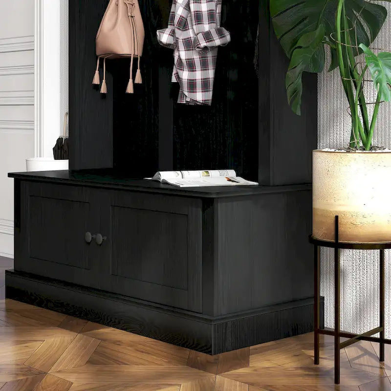 HOMCOM Portemanteau d'entrée autoportant avec banc, armoire à chaussures et étagère supérieure