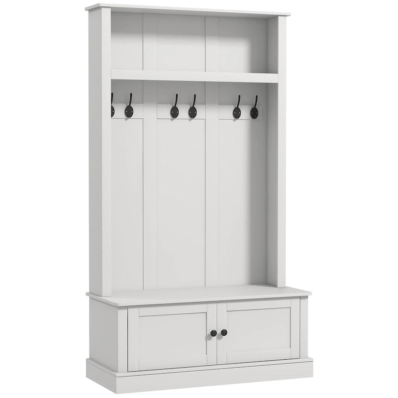 HOMCOM Portemanteau d'entrée autoportant avec banc, armoire à chaussures et étagère supérieure