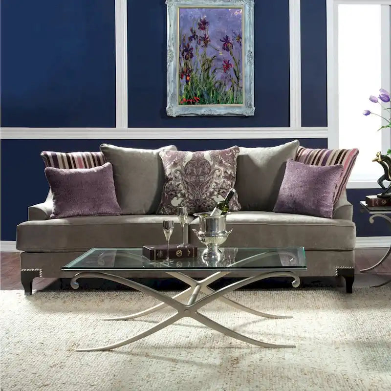 Canapé Gisc en velours contemporain avec accoudoirs inclinés par Furniture of America