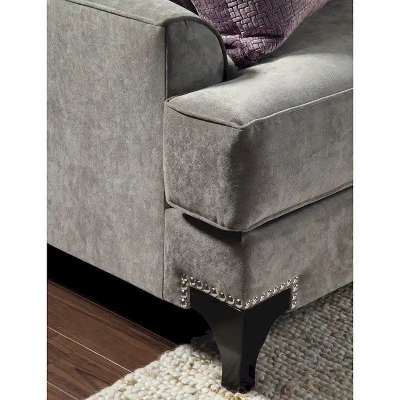 Canapé Gisc en velours contemporain avec accoudoirs inclinés par Furniture of America