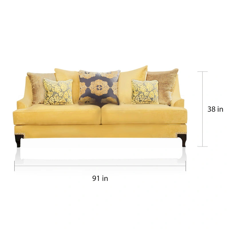 Canapé Gisc en velours contemporain avec accoudoirs inclinés par Furniture of America
