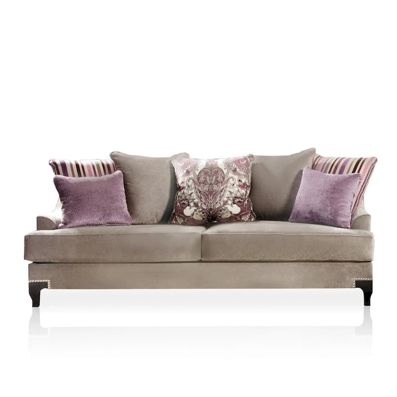 Canapé Gisc en velours contemporain avec accoudoirs inclinés par Furniture of America