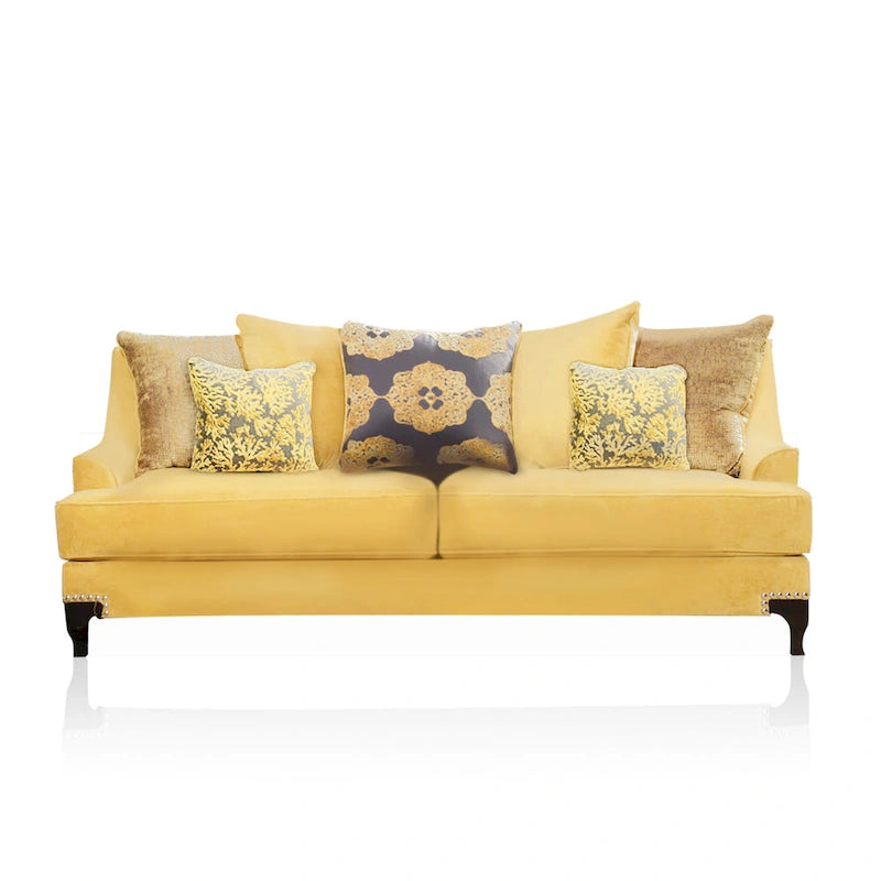 Canapé Gisc en velours contemporain avec accoudoirs inclinés par Furniture of America