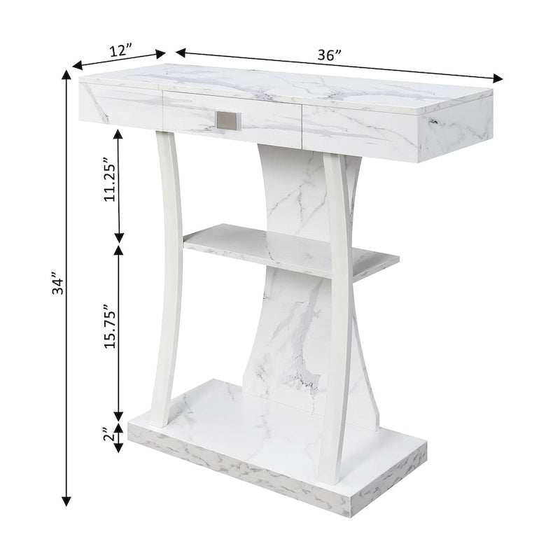 Convenience Concepts Newport Table Console Harri à 1 Tiroir avec Étagères